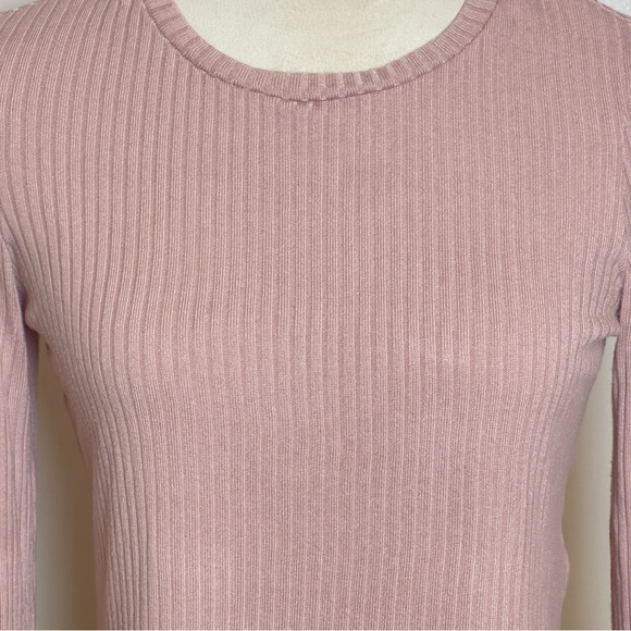 Reformation Jeans Ribbed Knit Long Sleeve Top in Dusty Pink Size Small - Picture 4 of 11
